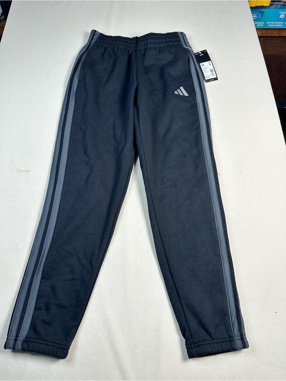 adidas Black Joggers with Gray Side Stripes - Youth